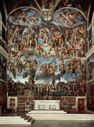 Capilla Sixtina con el retablo del Juicio Final (fresco)