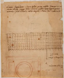 Boceto para una ventana, anotaciones autógrafas y cálculo gráfico