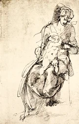 Estudio para la estatua de la Madonna en la capilla Medici en Florencia