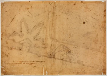 Estudio de figura de otra mano e inscripción manuscrita