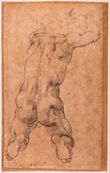 Estudio de desnudo masculino arrodillado