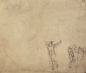 Estudio de figuras desnudas: dibujo de Miguel Ángel. Casa Buonarroti, Florencia