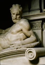 Alegoría del Crepúsculo. Tumba de Lorenzo II de Médici. Escultura de mármol 1531