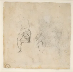 Dos bocetos muy ligeros de figuras sentadas, c1490-1560