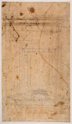 Tumba mural y plano parcial de la iglesia