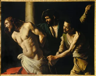 La flagelación de Cristo en la columna. Pintura de Michelangelo Merisi, llamado Caravaggio o il Caravaggio (1571-1610), 1607. Alt. 1,34 x 1,75 m, Ruan, Museo de Bellas Artes