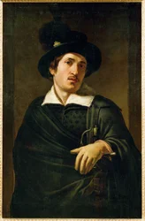 Retrato masculino, franco-flamenco seguidor de Caravaggio (pintura sobre lienzo)