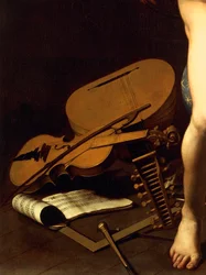 Representación de instrumentos musicales, detalle de Amor Victorioso