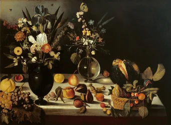 Naturaleza muerta con flores y frutas, por Maestro de la Naturaleza Muerta de Hartford, c.1600-10