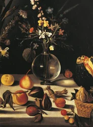 Naturaleza muerta con flores y fruta, por el Maestro de la naturaleza muerta de Hartford, hacia 1600-10 (detalle de 507174)