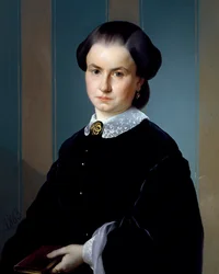 Retrato de dama con libro, de Michelangelo Pittatore (1825-1903), óleo sobre lienzo, 71x56 cm.