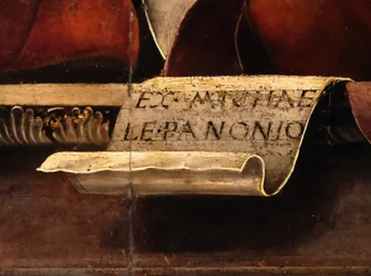 La musa Talía, detalle, c.1456-57 (óleo y temple sobre álamo)