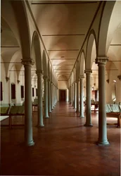 Biblioteca del convento de San Marco (San Marcos) en Florencia, Italia. Arquitectura de Michelozzo di Bartolommeo Michelozzi, conocido como Michelozzo Michelozzi (Florencia 1396 - 1472)