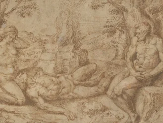 Adán y Eva lamentando la muerte de Abel, ca. 1576