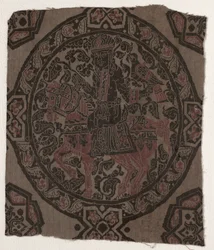 Fragmento con rey cazador ecuestre, Irán o Irak, período abasí