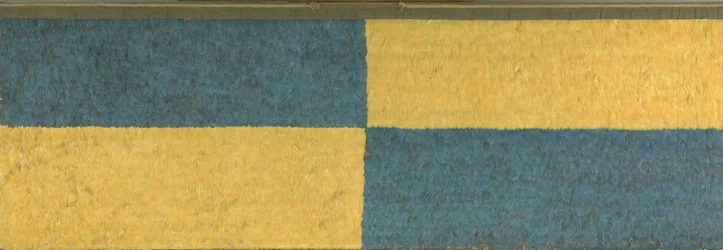 Panel con rectángulos de plumas azules y amarillas, c. A.D.650-850