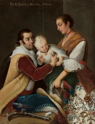 Niña albina de español y morisca