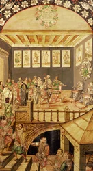 La conquista de México: la visita de Hernando Cortés (1485-1547) a Moctezuma (1466-1520) en 1520, 1698