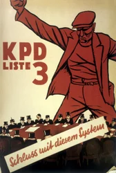 Cartel del partido comunista alemán (KPD) "Fuera el sistema" producido en un momento de intensa competición política 1932