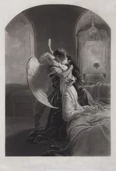 Tamara y Demonio. Ilustración del poema El Demonio de Mijaíl Lérmontov, c. 1880
