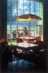 Día en el café de la playa