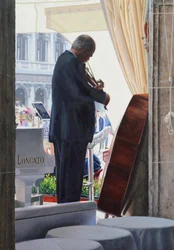 Calentando San Marcos (óleo sobre tabla)