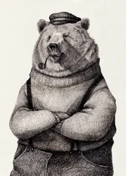 Oso con ropa vintage