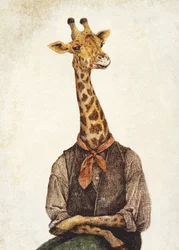 Una jirafa con cuerpo humano