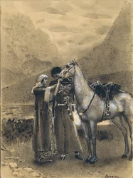 Despedida de Zara con Ismail. Ilustración del poema Ismail Bey de Mikhail Lermontov, 1890-1891