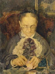 Abuela Knorre tejiendo, 1883