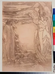 Ilustración para el poema Prophete de Alexandre Pouchkine (1799-1837) (ilustración para el poema Prophet de A Pushkin) - Dibujo de Mikhail Alexandrovich Vrubel (Vrubel) (1856-1910), sanguina sobre papel