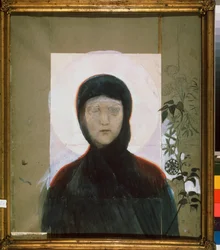 La Vierge (La Virgen) - Obra de Mikhail Alexandrovich Vrubel (Vrubel) (1856-1910), gouache sobre papel