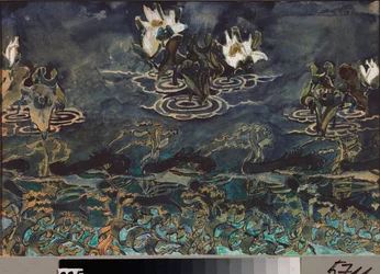 Nenuphars (nympheas) (nenúfares) - Obra de Mikhail Alexandrovich Vrubel (Vrubel) (1856-1910), acuarela y gouache sobre papel, arte ruso de los siglos XIX y XX, art nouveau - Museo Estatal Abramtsevo Estate, Moscú
