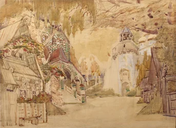 Diseño de escenario para la ópera La novia del zar de N. Rimsky-Korsakov, 1899