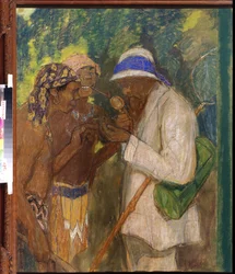 Alfred Russel Wallace con los salvajes