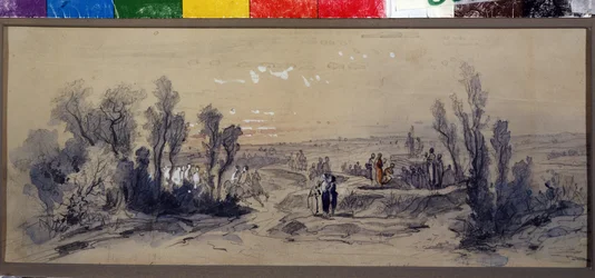 Diseño del telón de la ópera "Mazeppa" de Piotr Ilich Chaikovski (1840-1893). Obra de Mikhail Ilyich Bocharov (1831-1895). Acuarela sobre papel