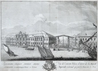 Vista del Segundo Palacio de Invierno con el Canal que Conecta el Moika con el Neva, 1753