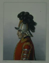 Casco del Regimiento de Caballería de la Guardia de Vida en 1764-1796, principios de la década de 1840