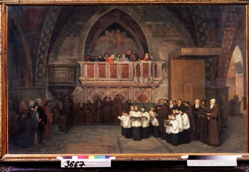 ""Vísperas en la Iglesia de San Francisco de Asís, Italia"" Pintura de Mikhail Petrovich Botkin (1839-1914) 1871 Galería Estatal Tretyakov, Moscú