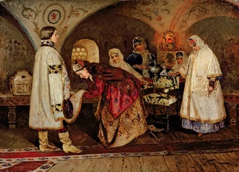 El Zar Alexei Mikhailovich (1629-76) Encuentra a su Novia, Maria Miloslavasky, 1887