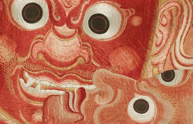 Detalle de Thangka imperial de seda bordada