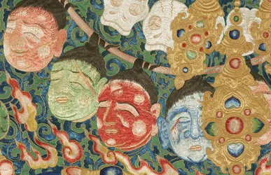 Detalle de Thangka imperial de seda bordada