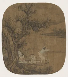 Disfrutando de una comida a bordo de un barco, siglo XVI-XVII