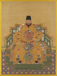 Retrato del emperador Yingzong de Ming (1427-1464) (pergamino colgante, tinta y colores sobre seda)
