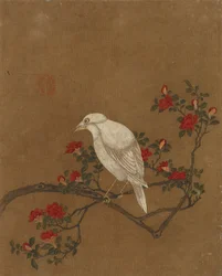 Diez imágenes de pájaros y flores (color sobre seda)