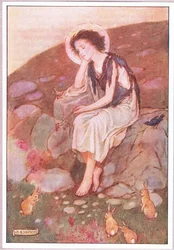 Era el pequeño camino gris bajo el que se fijaban sus ojos (litografía en color)