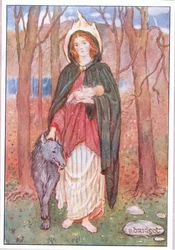 Santa Brígida del Manto (litografía en color)