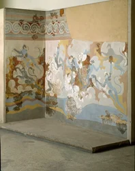 Arte minoico: «Monos» Fresco de Akrotiri en Santorini. Siglo XVI a. C. Atenas, Museo Arqueológico Nacional