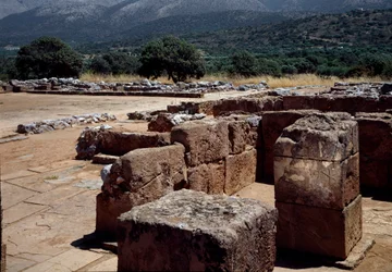 Civilización minoica: vista de las ruinas del Palacio de Malia alrededor de 2000 a.C.