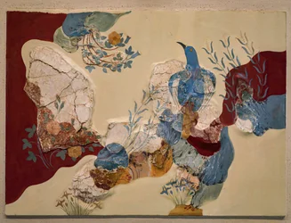 Fresco del "Pájaro azul" o "El pájaro azul de Creta". Knossos